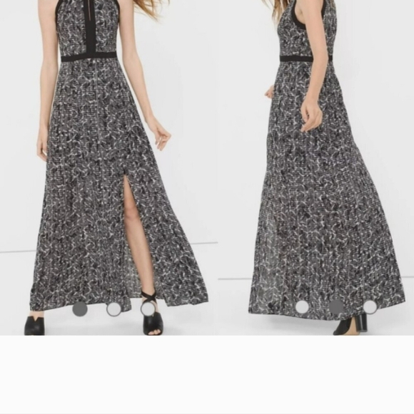 WHBM Maxi Halter Dress Black & White Pattern Size 00 - Picture 7 of 8